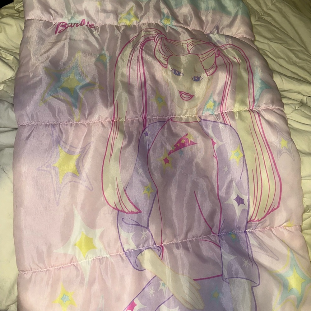 VTG  2002 Mattel Barbie sleeping bag full zip